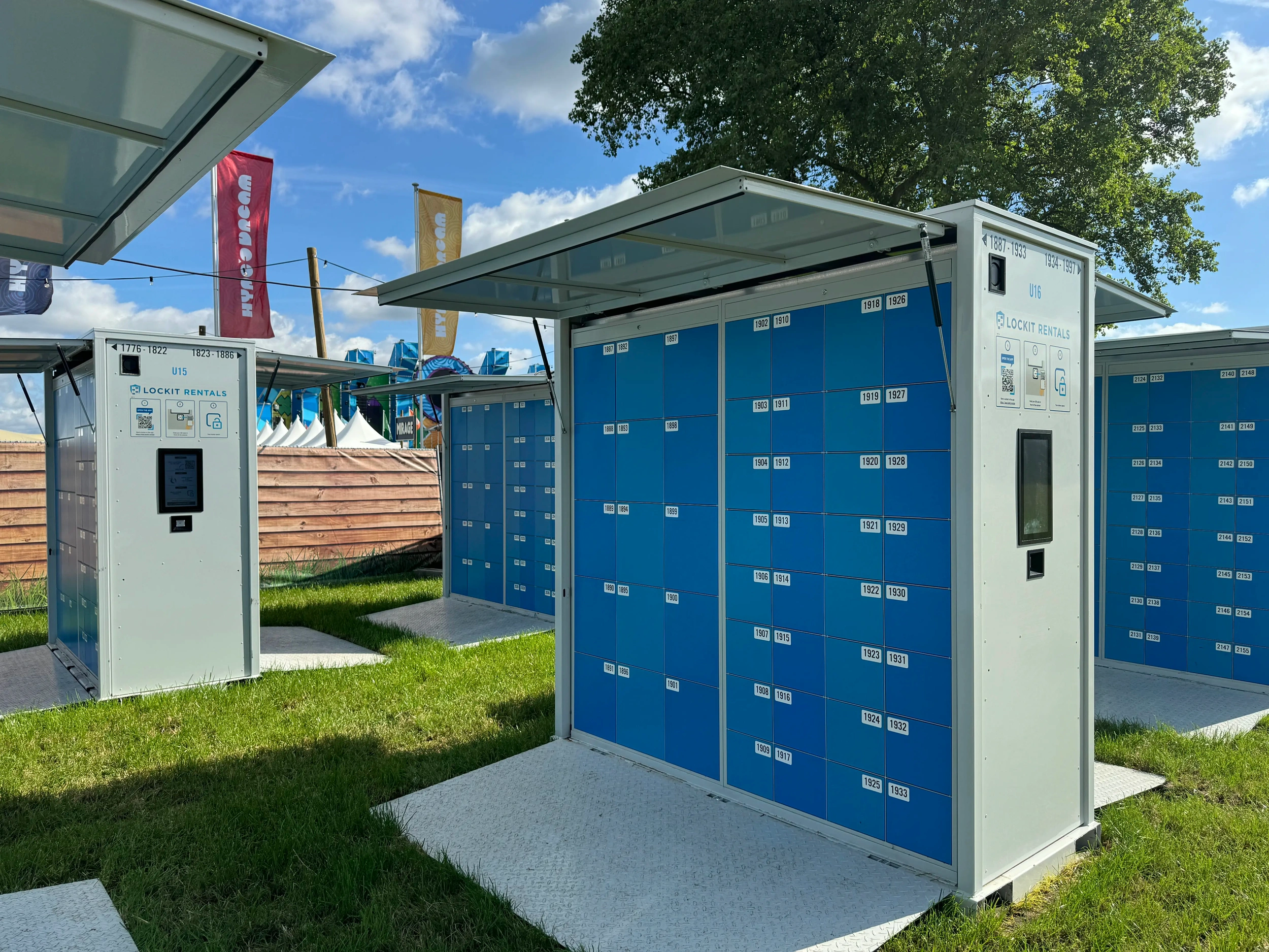 Lockit Rentals locker units at a Belgian festival